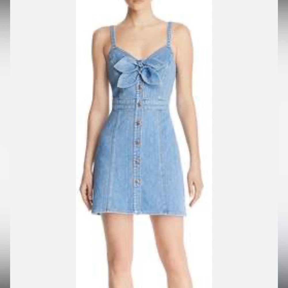 7 For All Mankind Denim Double
Bow-Tie Button Front Mini Dress
